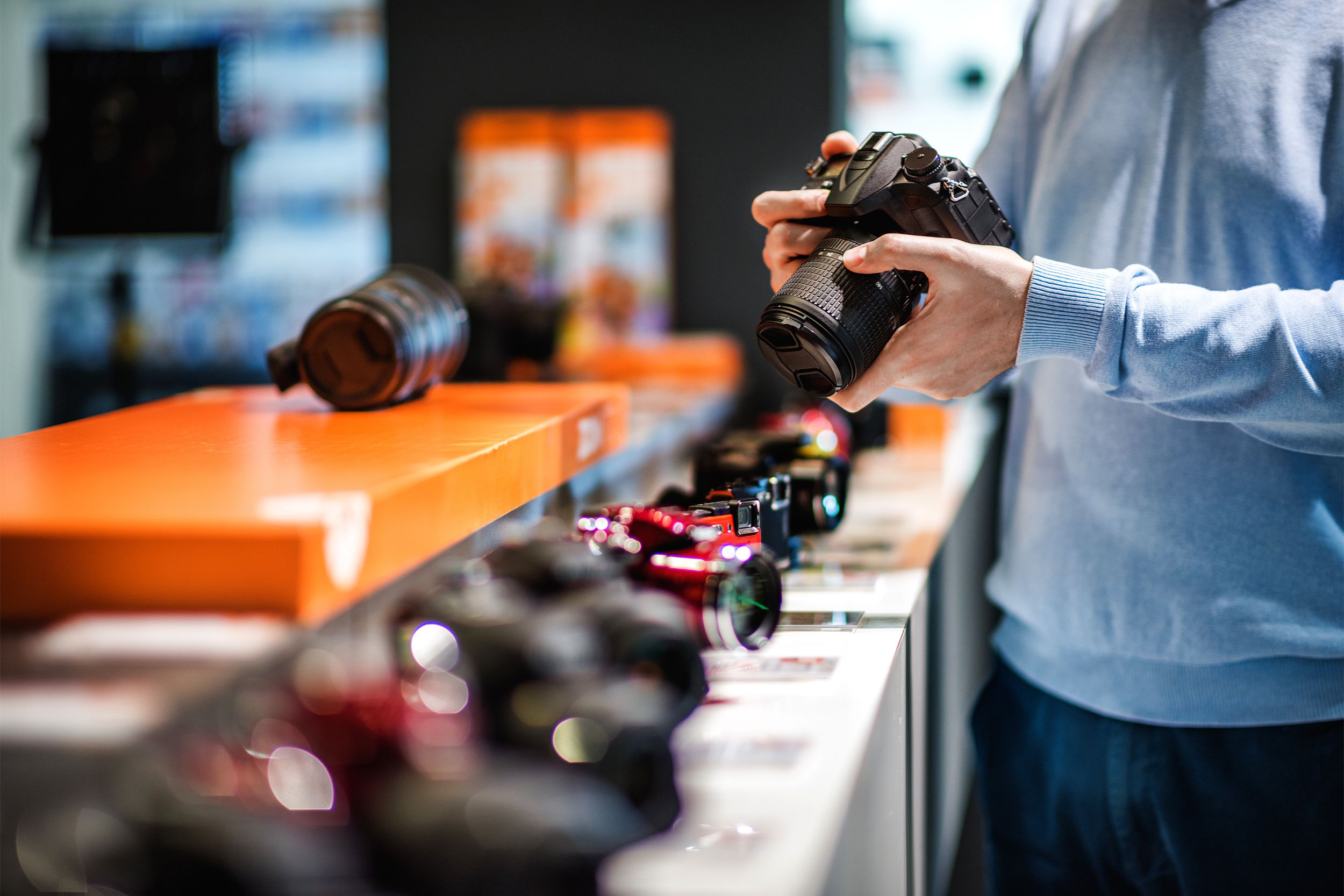 Shopping in camera store