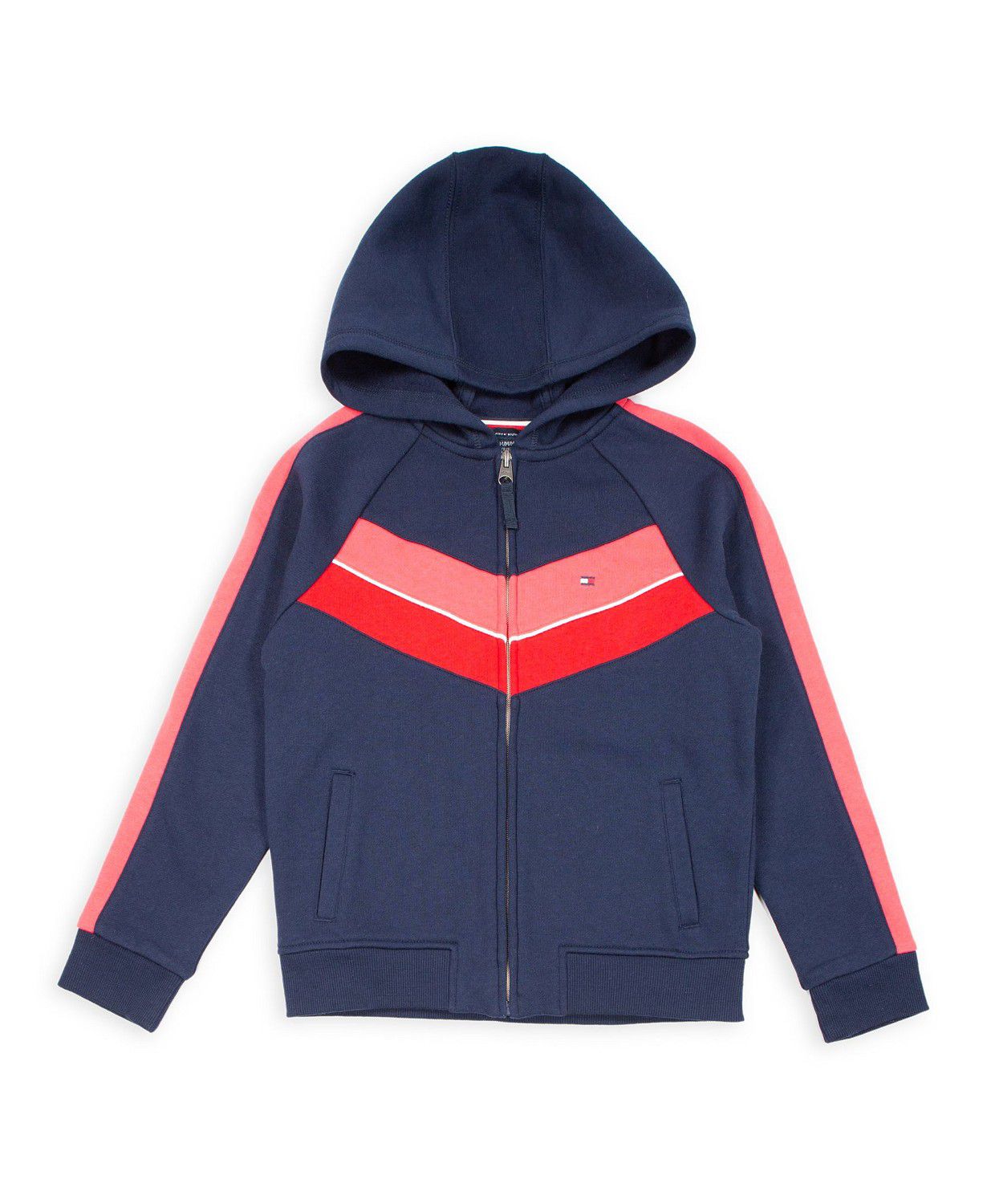 Tommy Hilfiger Big Girl Fleece Chevron Pieced Hoodie