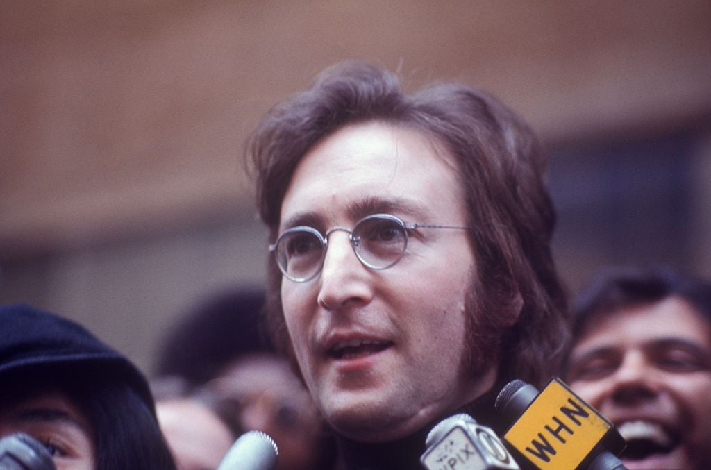 John Lennon being interviewed on the street.; circa 1970; New York. (Photo by Art Zelin/Getty Images)