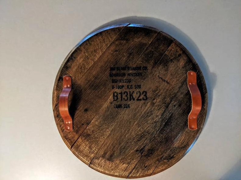 4. Bourbon barrel head serving tray