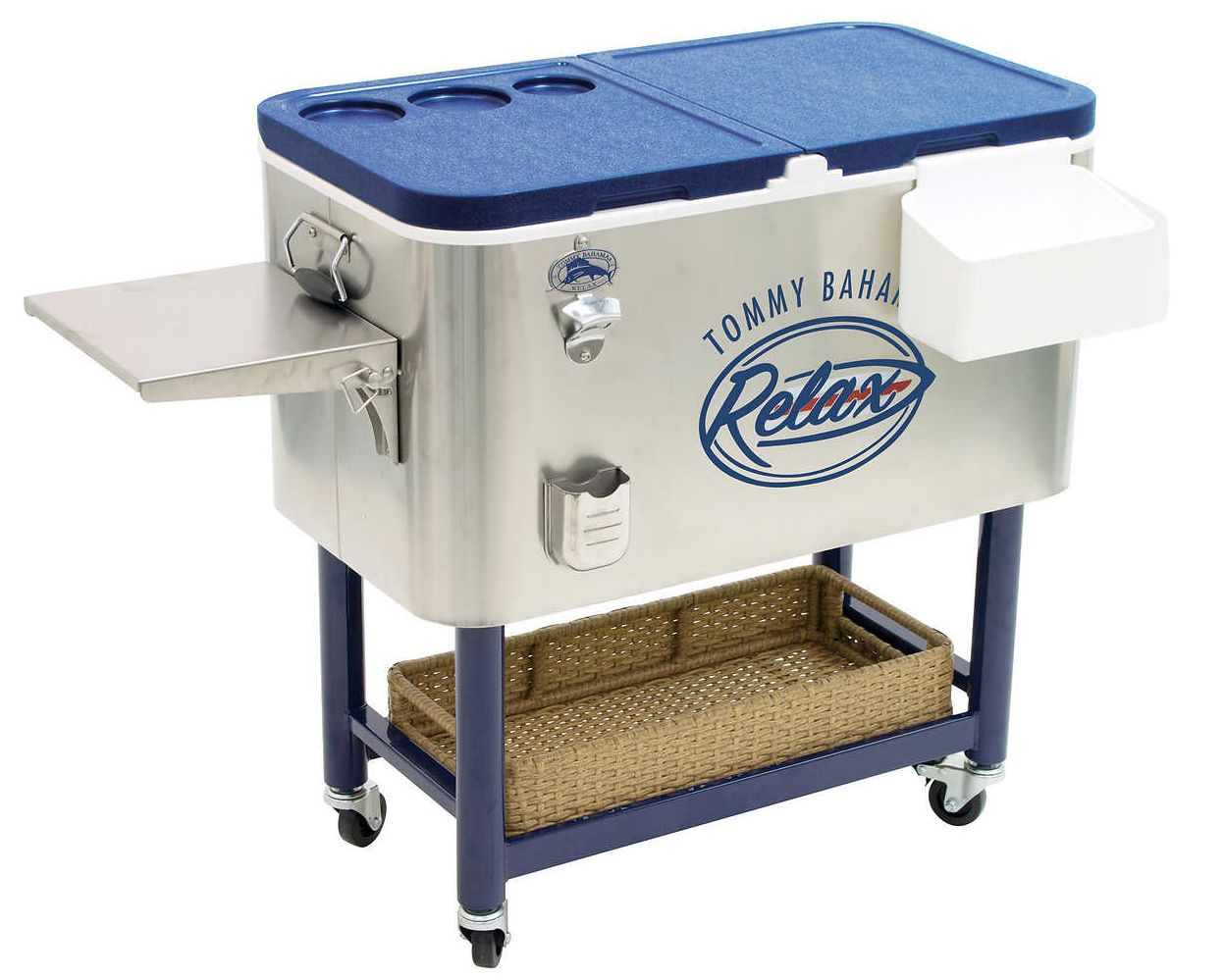 tommy bahama 100 quart stainless steel rolling cooler