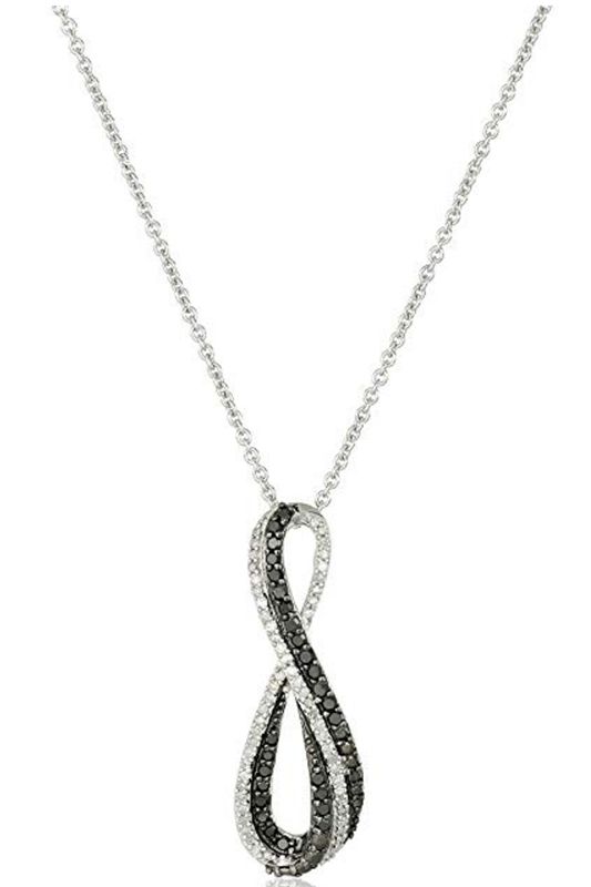 Amazon Collection Black and White Diamond Infinity Necklace