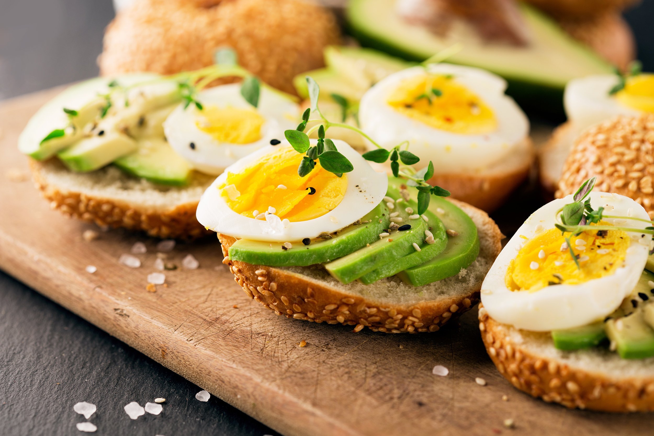 Boiled Eggs, Sliced Avocado, and Cayenne Pepper