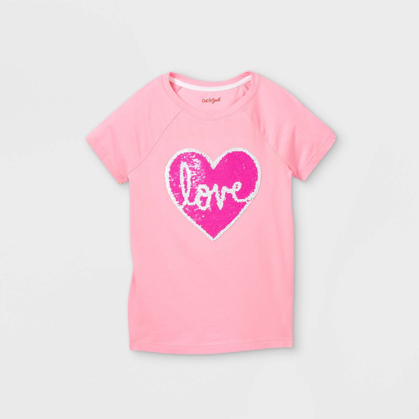 Cat & Jack Girls' Flip Sequin Heart T-Shirt
