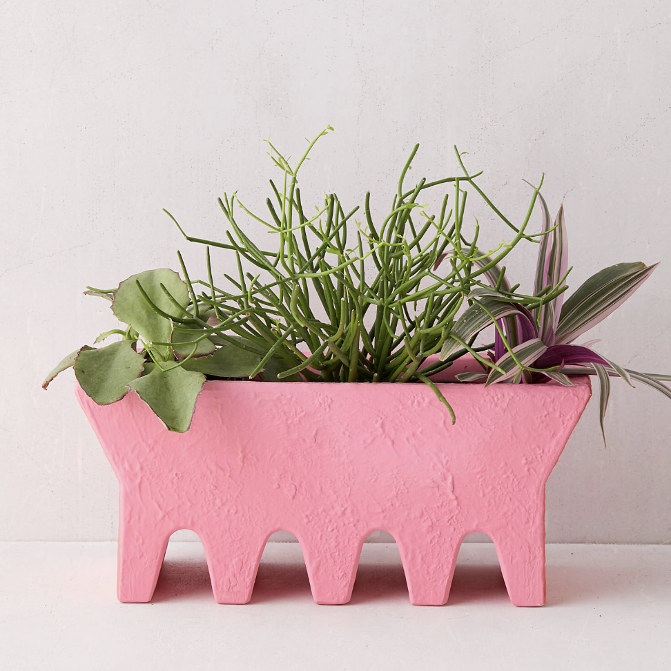 Wavy Base Clay Box Planter
