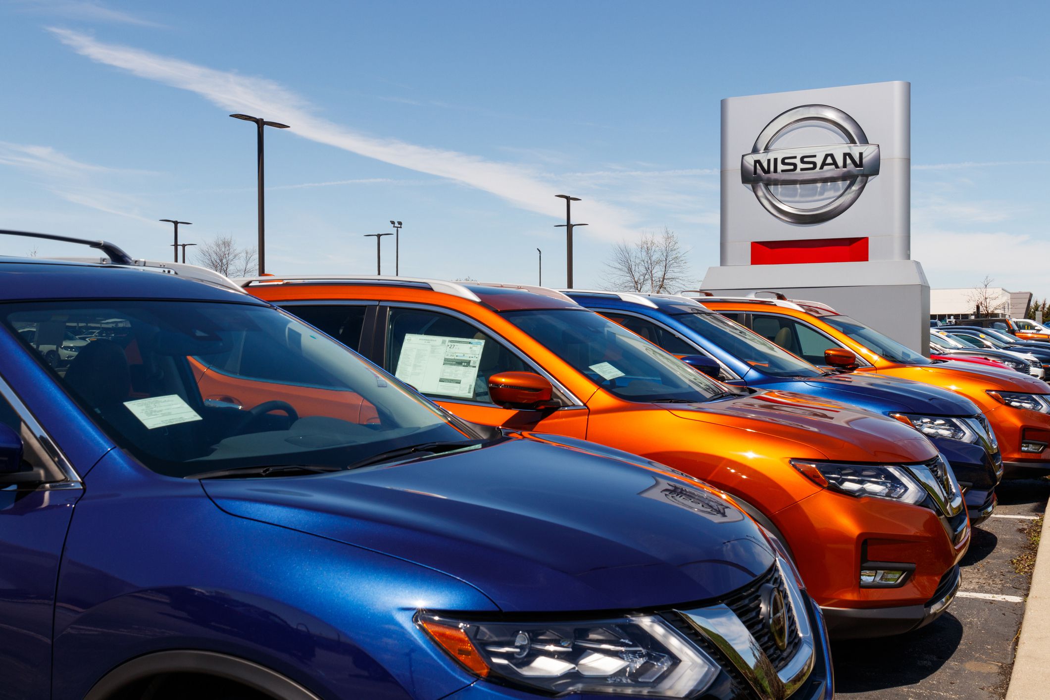 vehicles at a Nissan Car and SUV Dealership