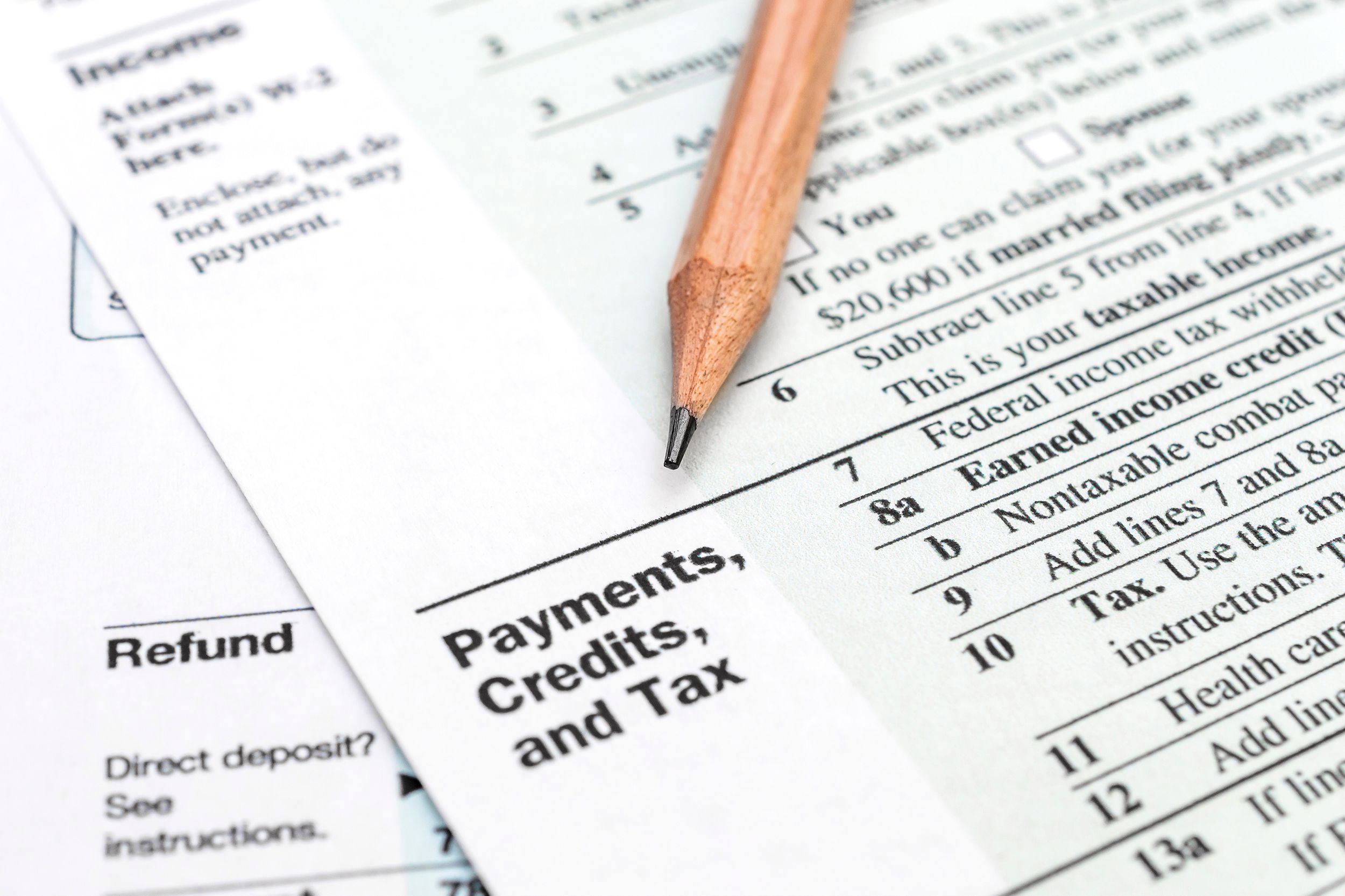 pencil on the tax form