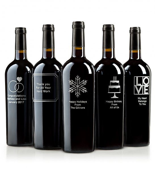 5 different Personalized Wine Bottles for different occasions- weddings, birthday, thank you, holidays, love related