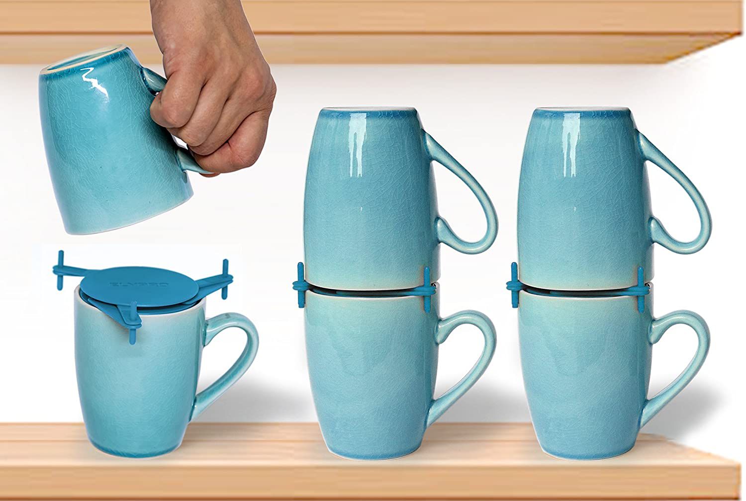 ELYPRO Coffee Mug Organizers 6-Pack Blue B01EZHV7T6