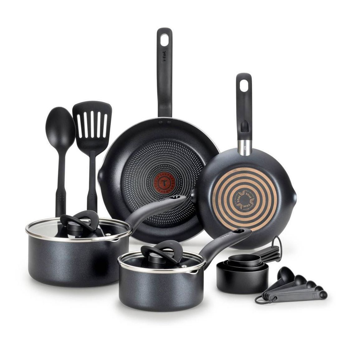T-Fal 10pc Simple Stack Non Stick Cook Set Black