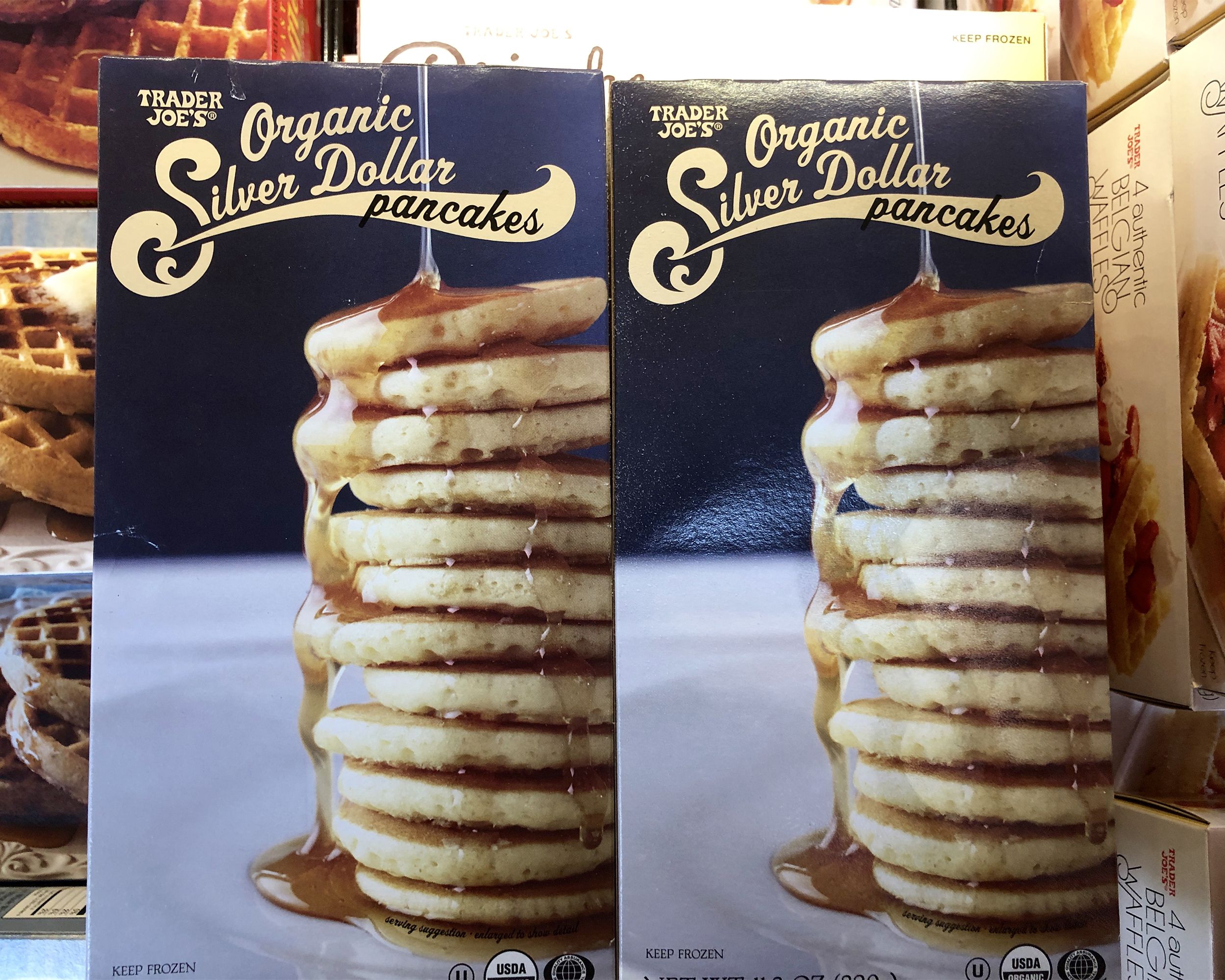Box of Frozen Organic Silver Dollar Pancakes from Trader Joes