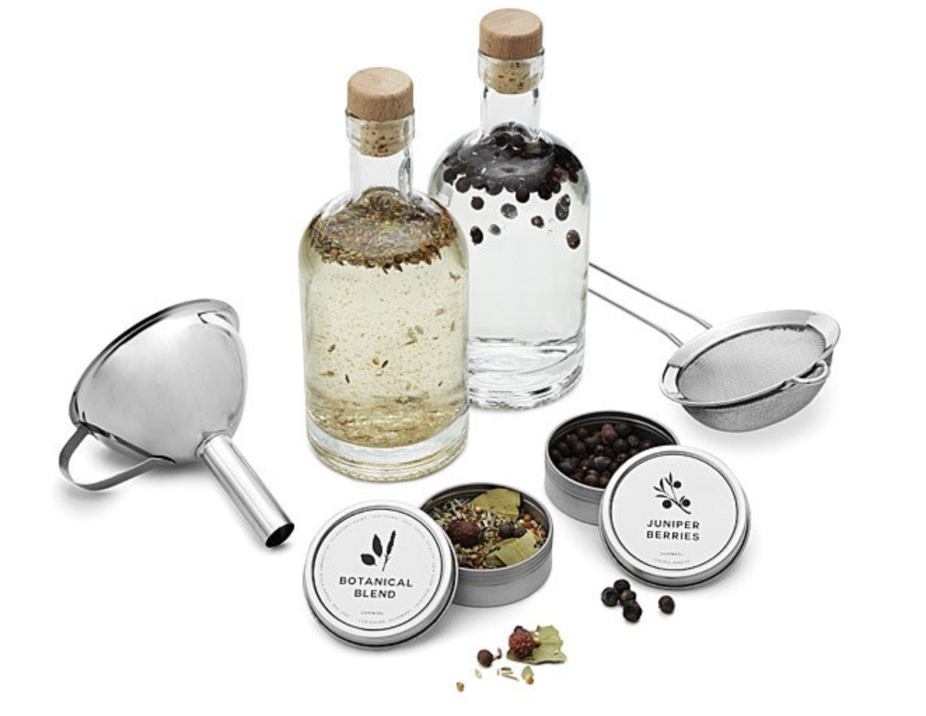 Homemade Gin Kit- bottles, blends, funnel, strainer