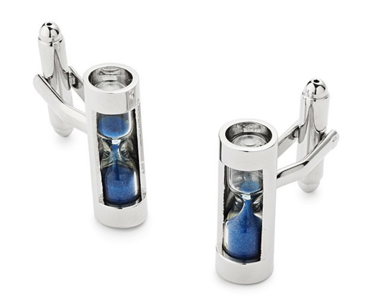 Sands of Time Cufflinks with miniature hour glasses inside