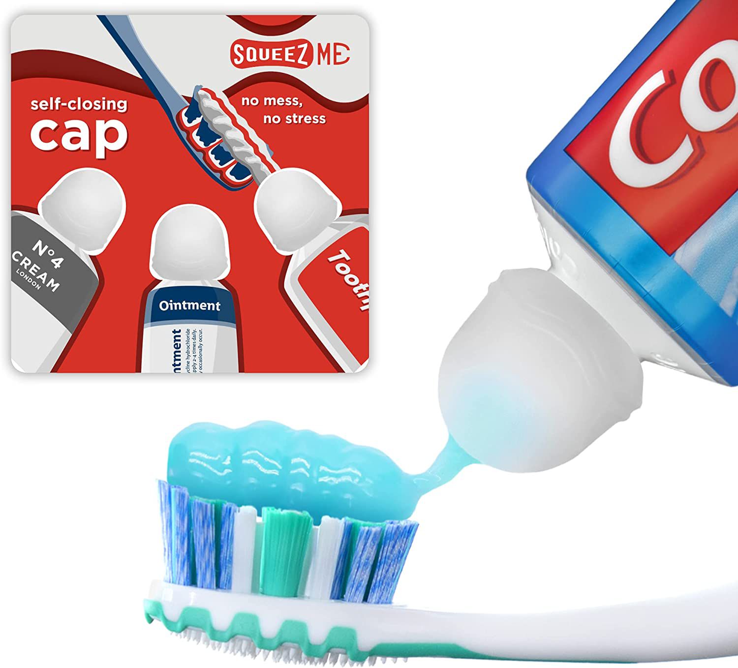 SqueezMe Toothpaste Caps 3-Pack B07LCX8K8D