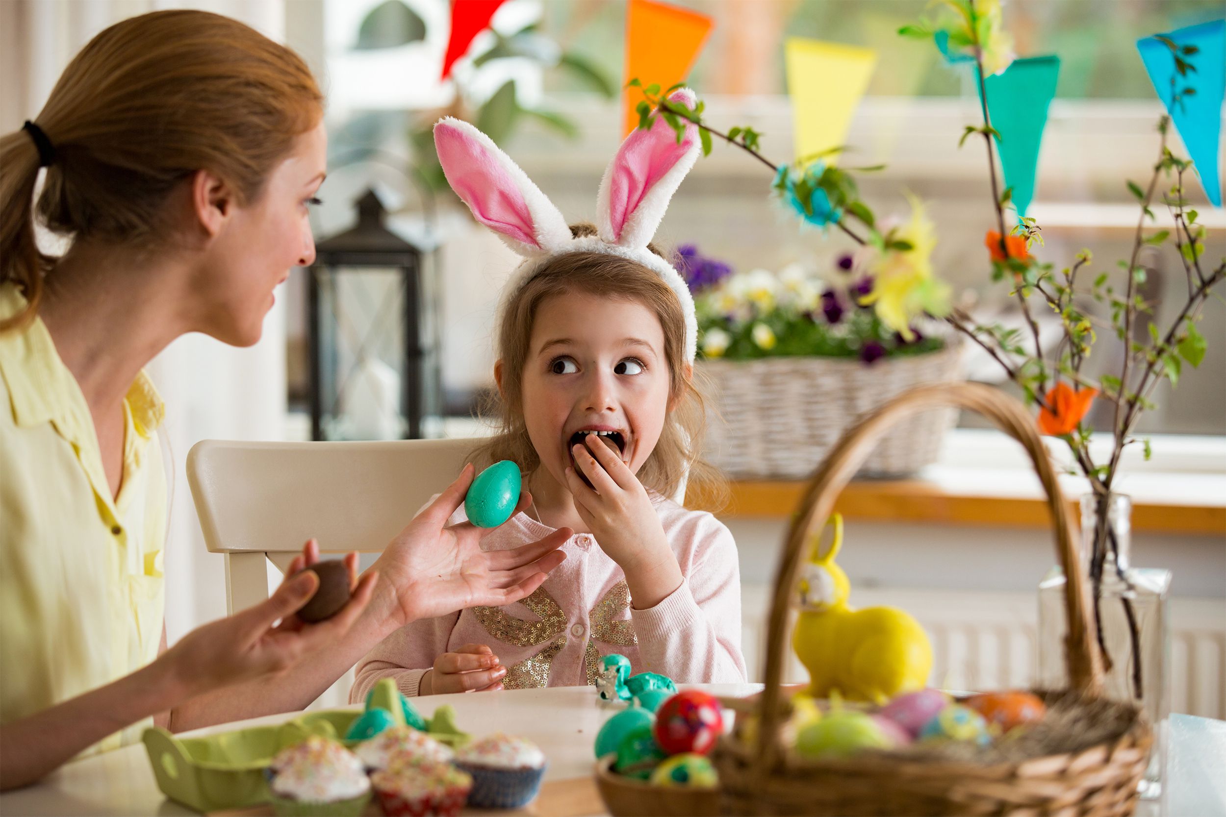 young girl eating Easter candy