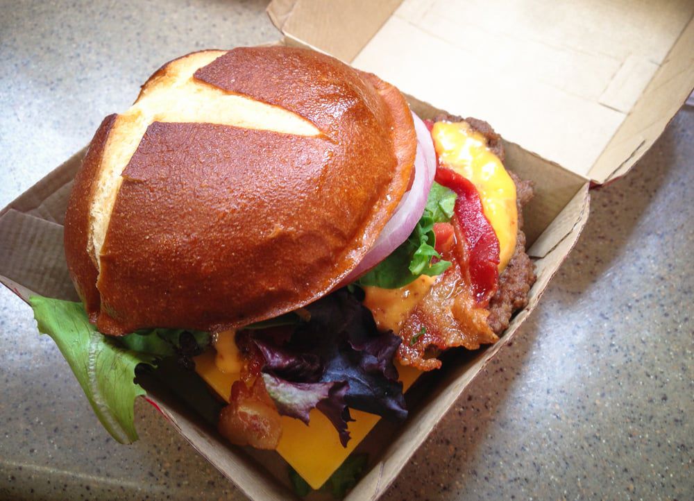 Wendy's Pretzel Bacon Pub Triple Burger