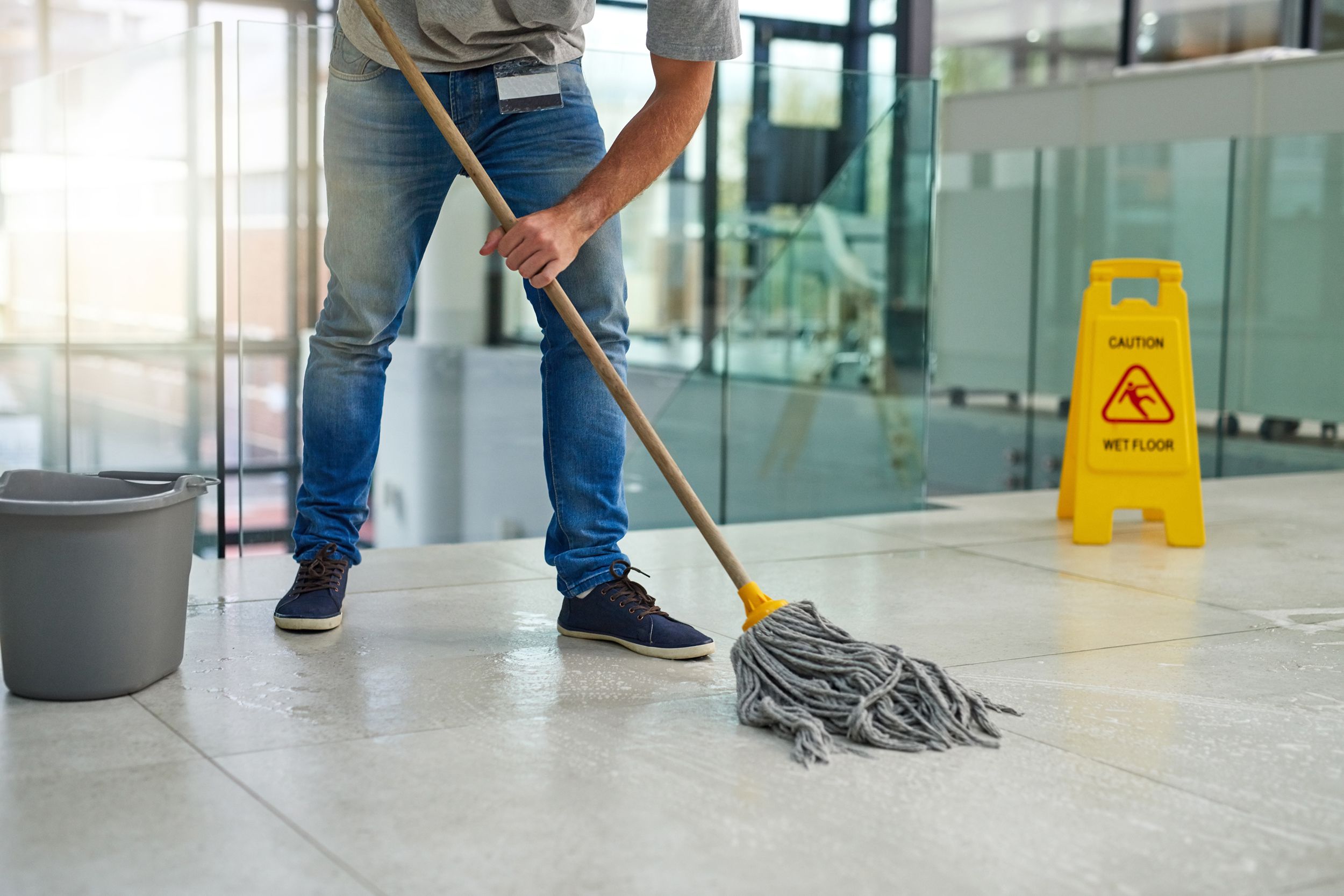 janitor cleaning floor