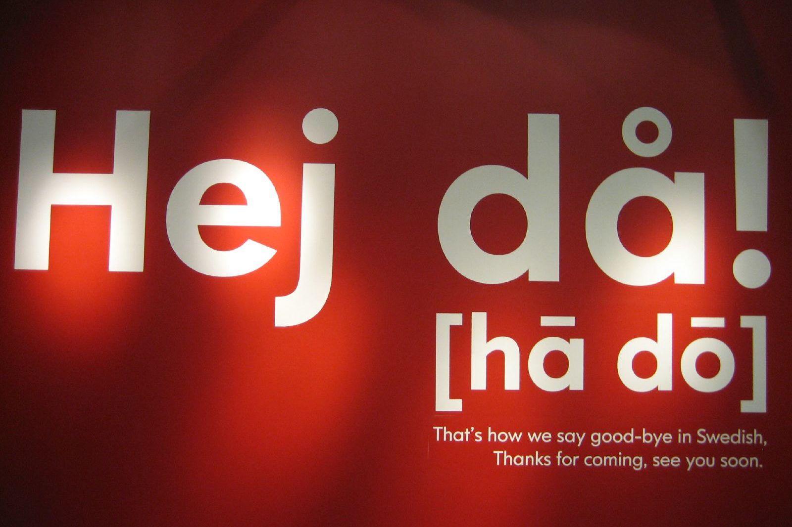 goodbye sign in Swedish at ikea
