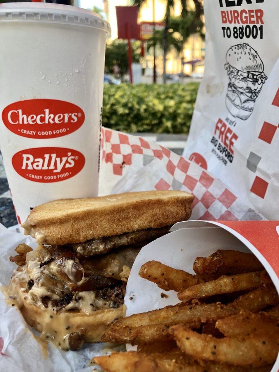 Bacon Cheese Champ and Famous Seasoned Fries at Checkers, Miami, Florida