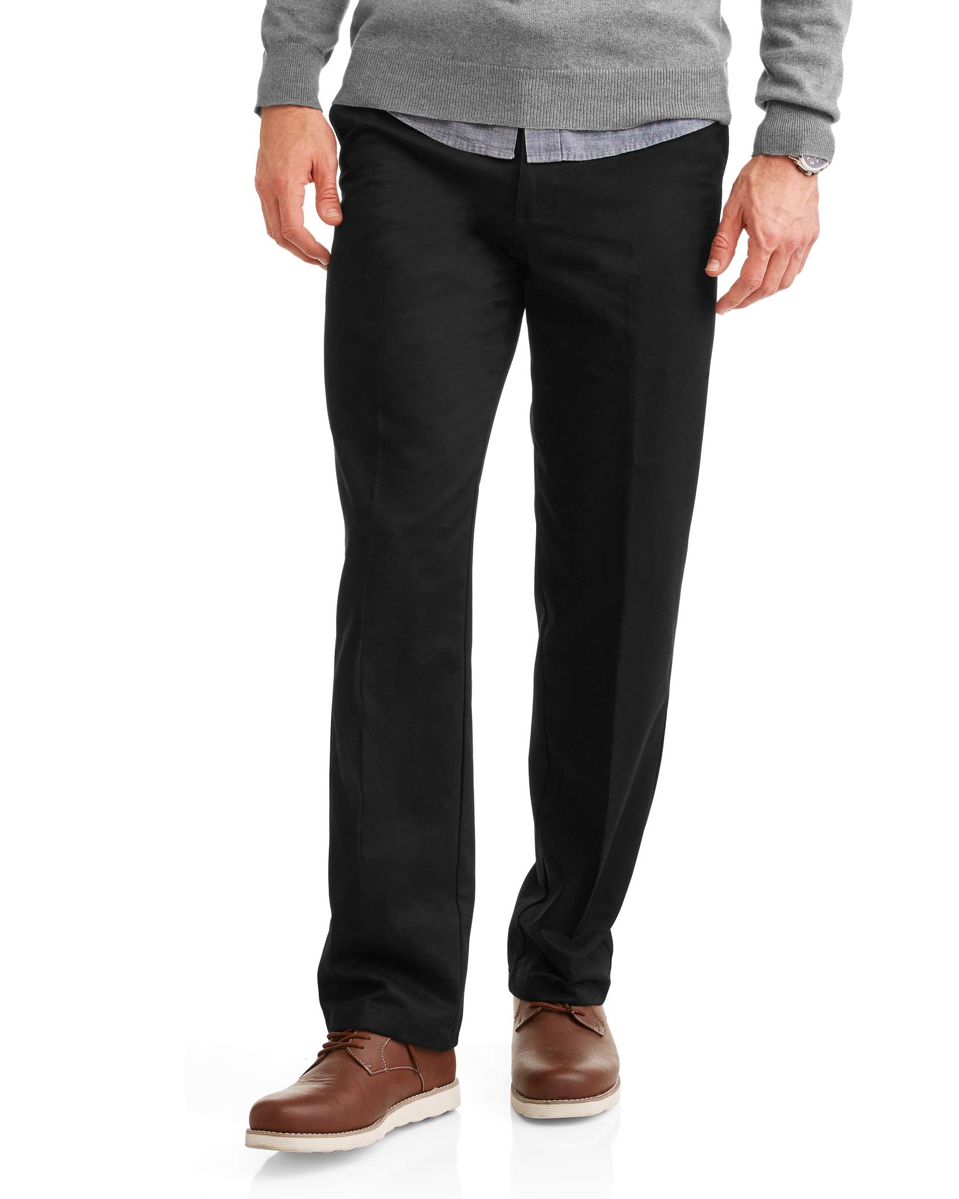 George Men’s Wrinkle-Resistant Flat Front Cotton Twill Pants