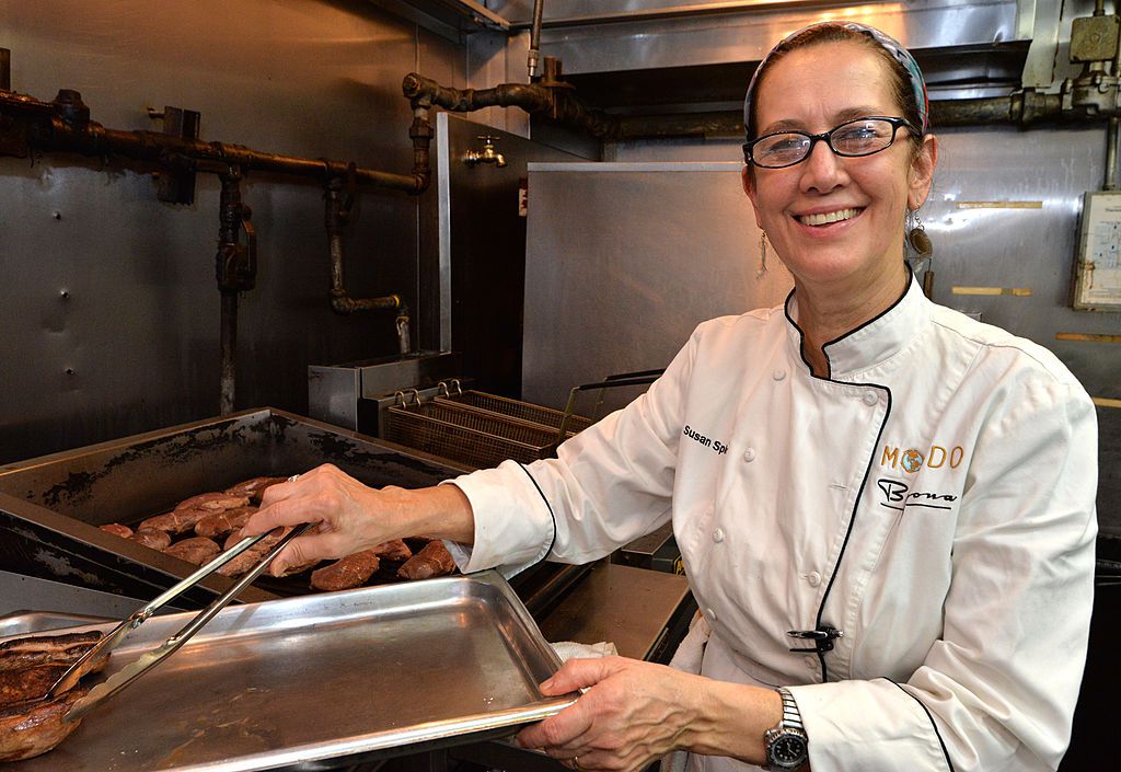 Chef Susan Spicer prepares food at the Treme, The Heart Of New Orleans dinner