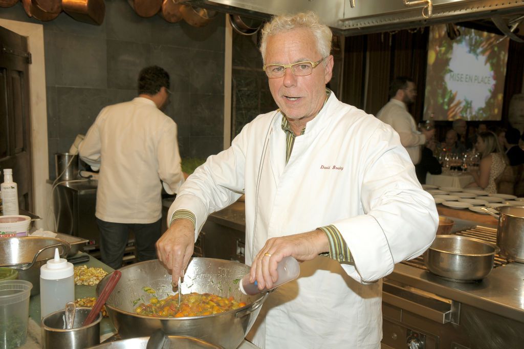 Chef David Bouley prepares a dish during Dinner with David Bouley, part of the Bank of America Dinner Series presented by The Wall Street Journal