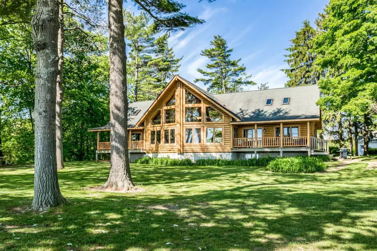 Lake Huron Large Log Home, Lexington, Michigan