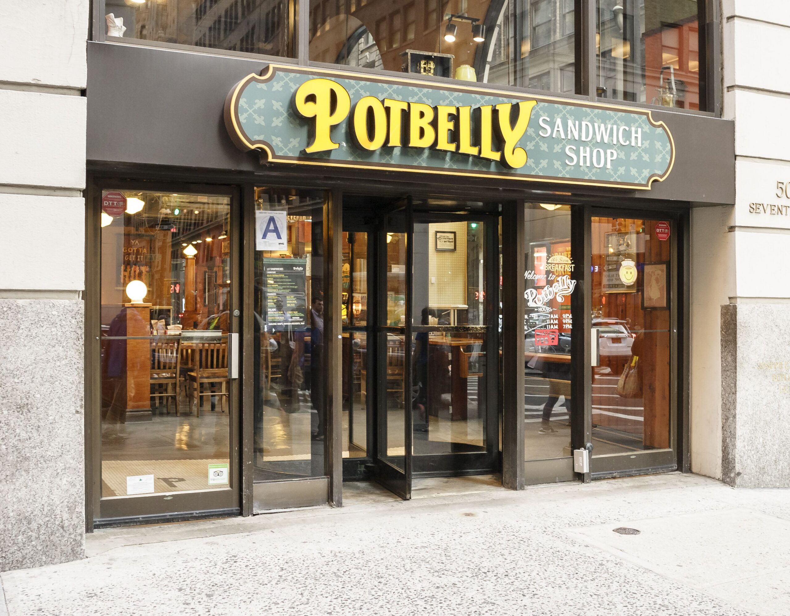 front of Potbelly Sandwich Shop, New York City