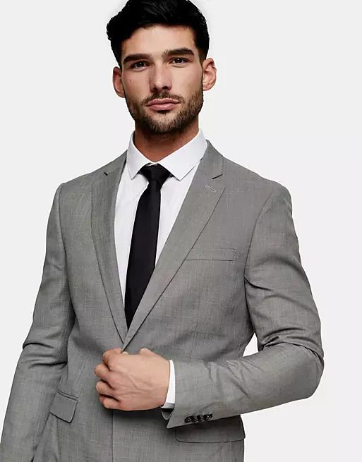 Topman Skinny Single Breasted Suit Jacket in Gray