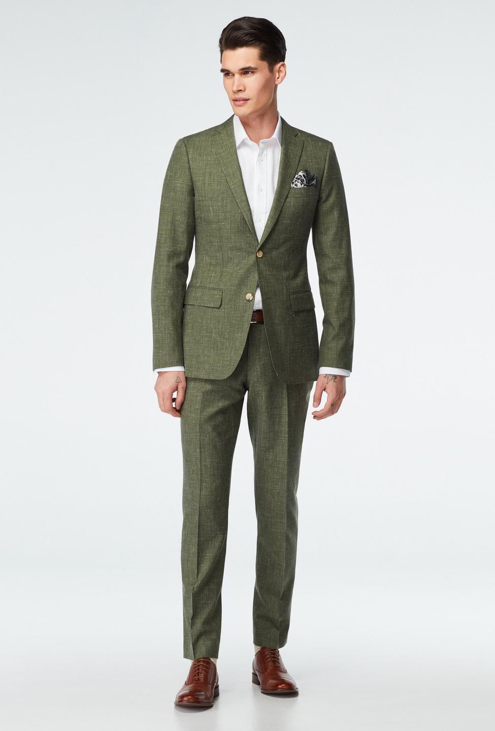 Stockport Wool Linen Olive Suit