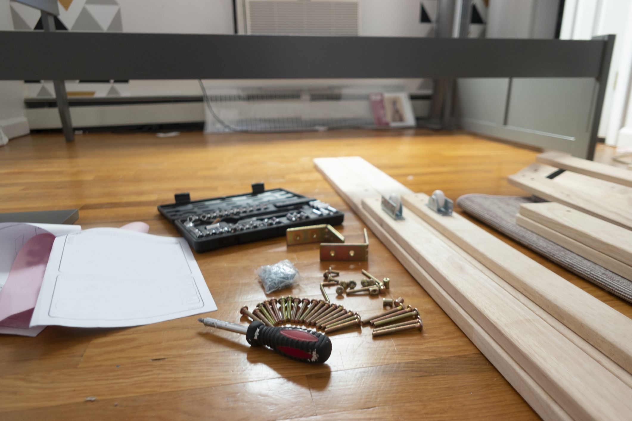 furniture assembly with power tool box