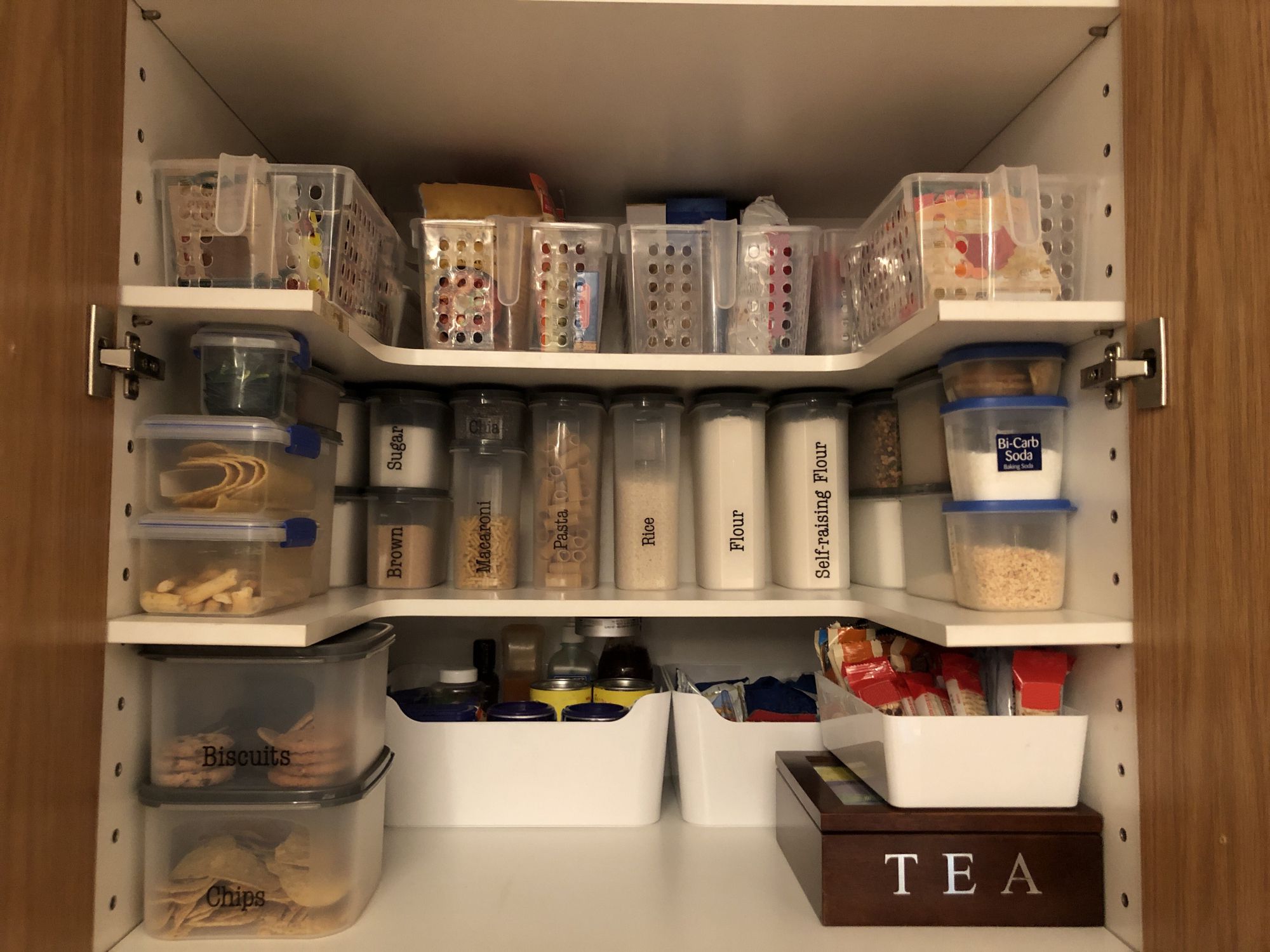 Close up of an organised pantry