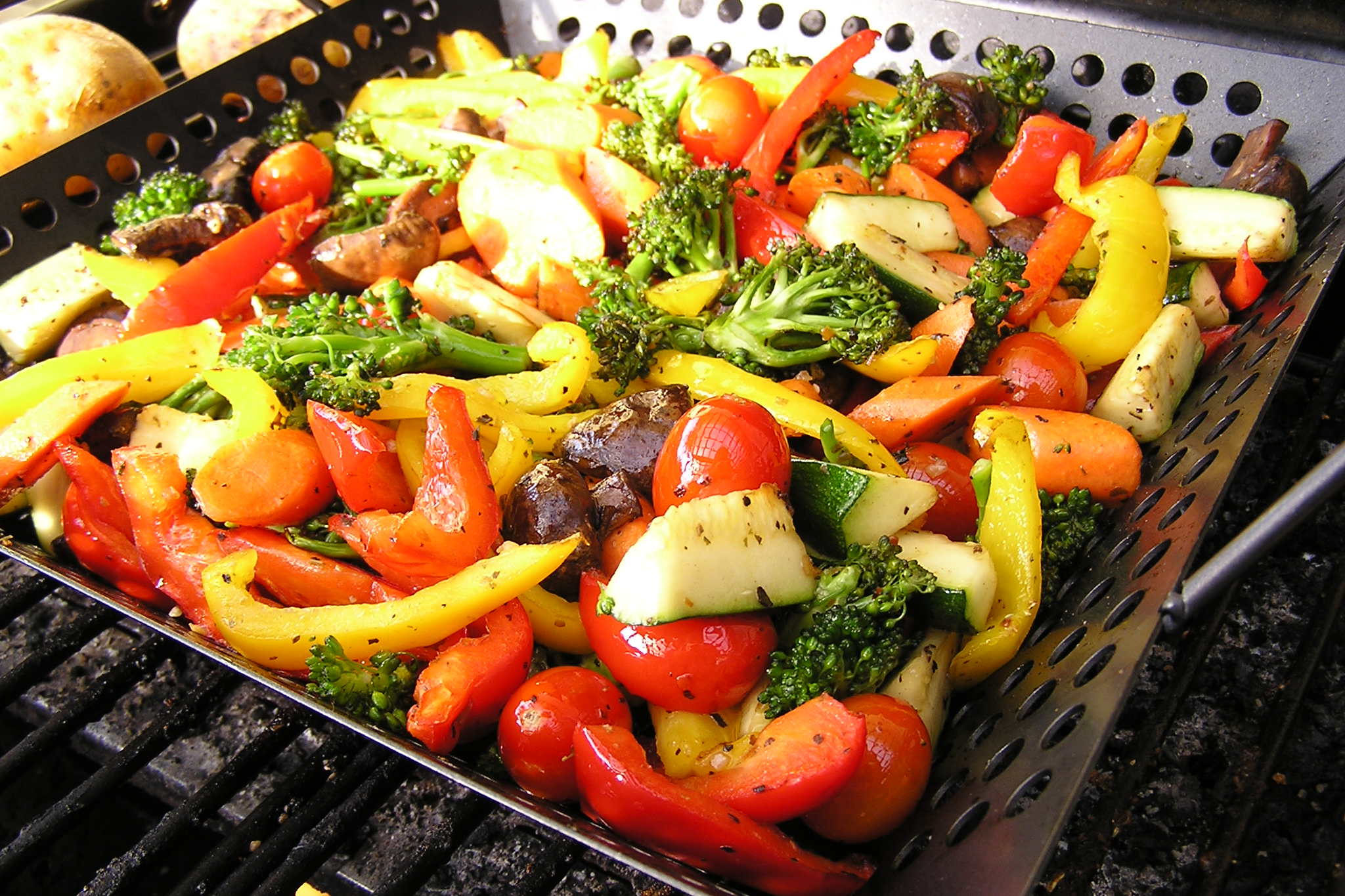 roasted vegetables on a grill