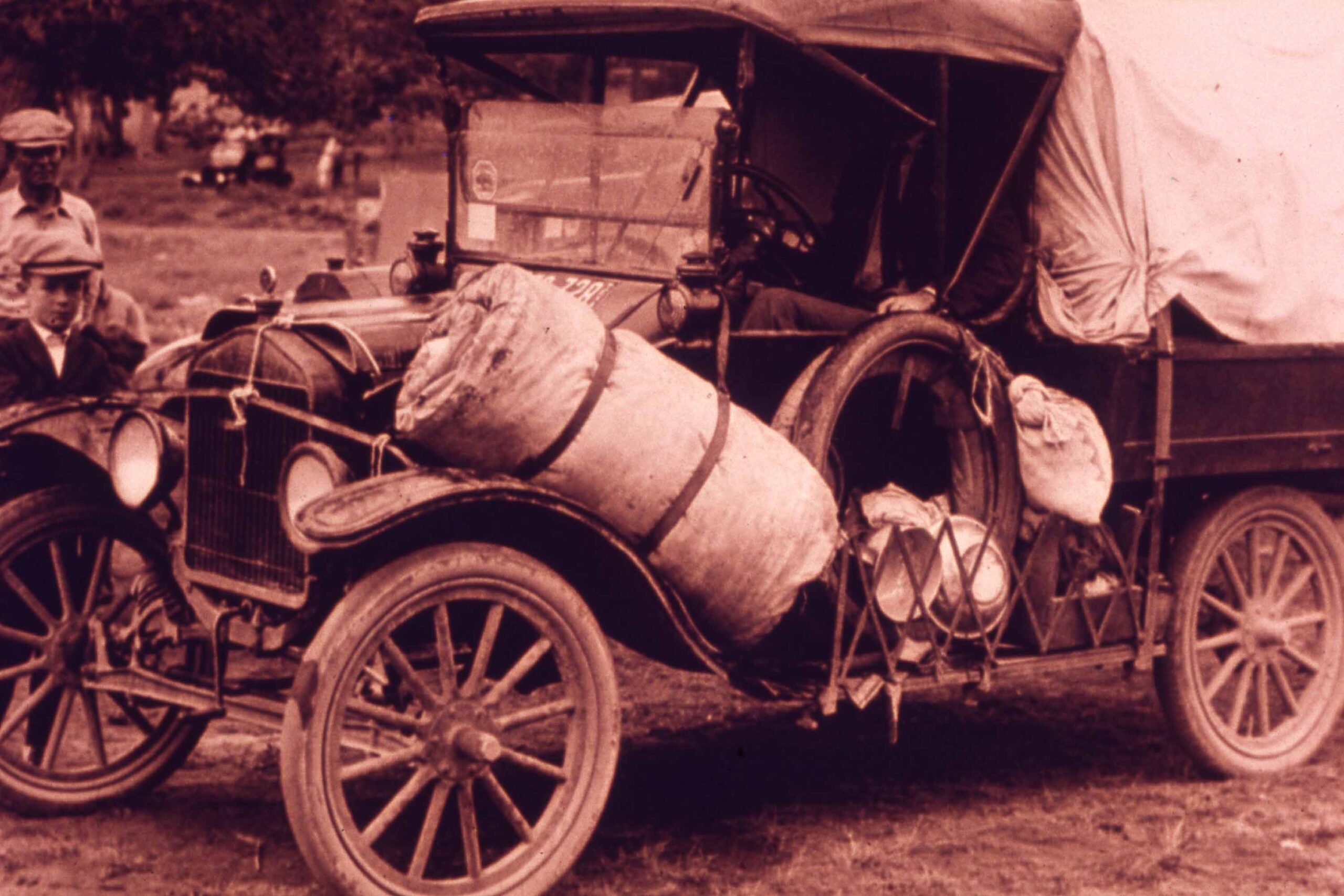 Campers and car, loaded with equipment, Yellowstone National Park