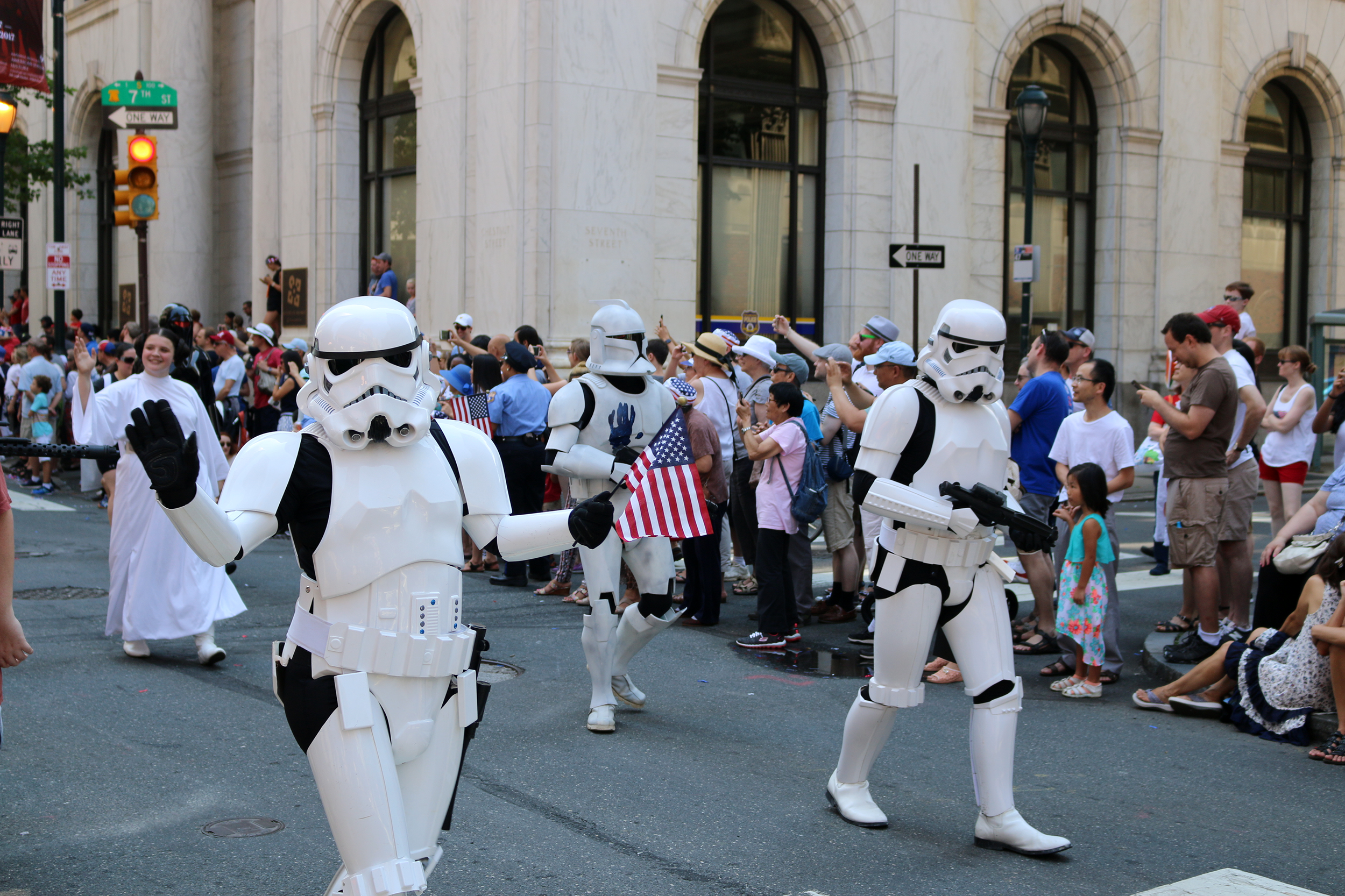 Storm Troopers in a downtown parade