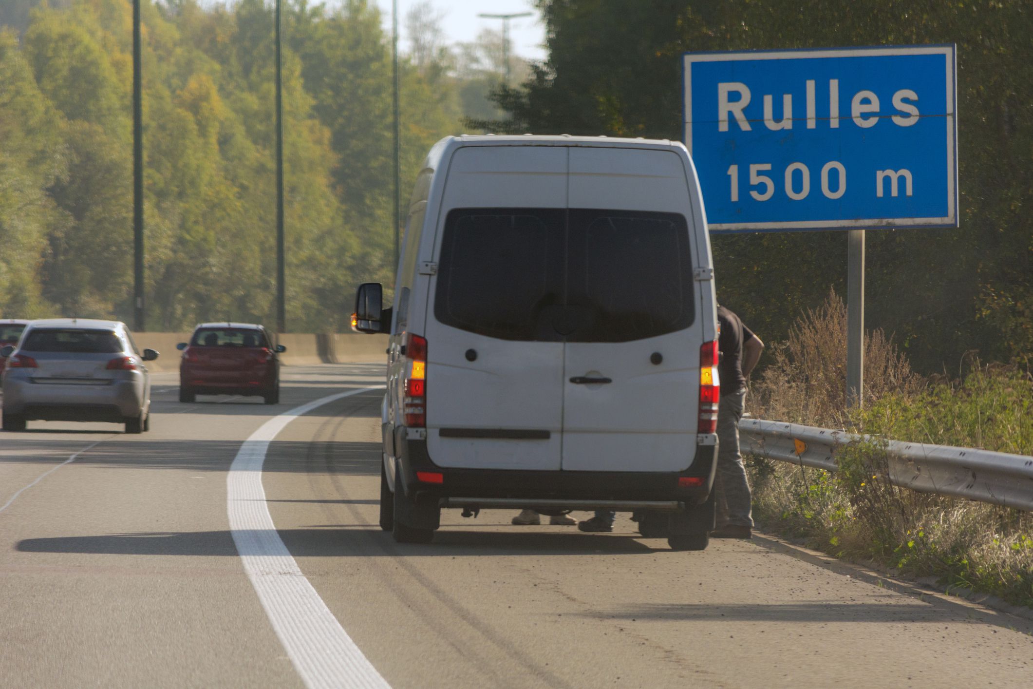 camper van on side of road in belgium