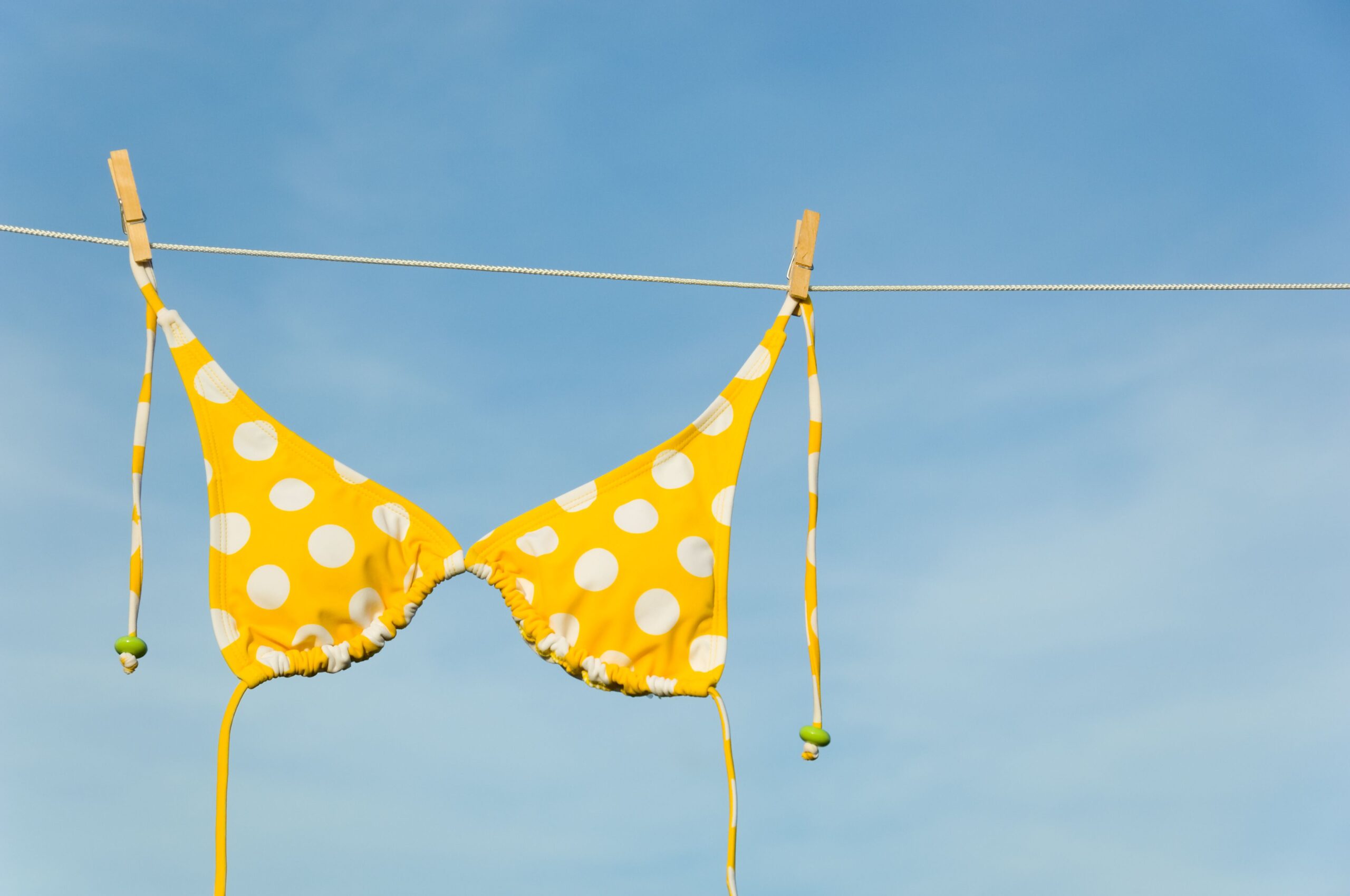 Bikini Top hanging on a clothesline