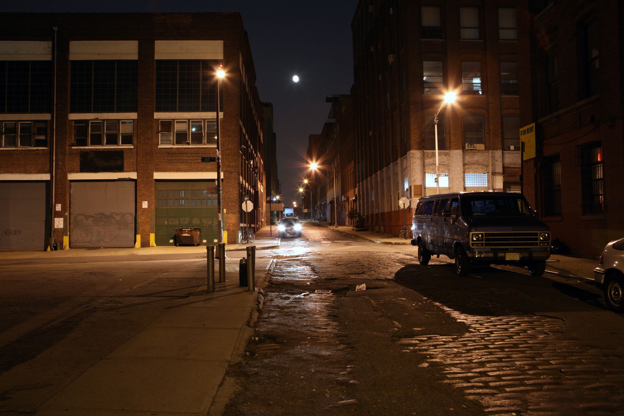van parked in dark street
