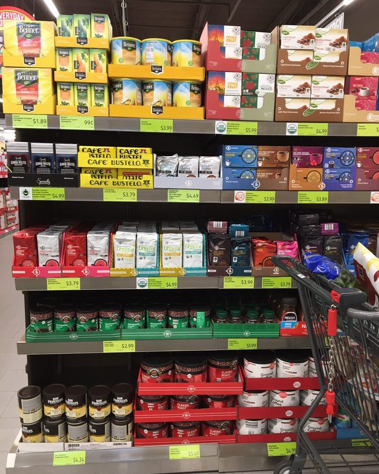 coffee section at Aldi