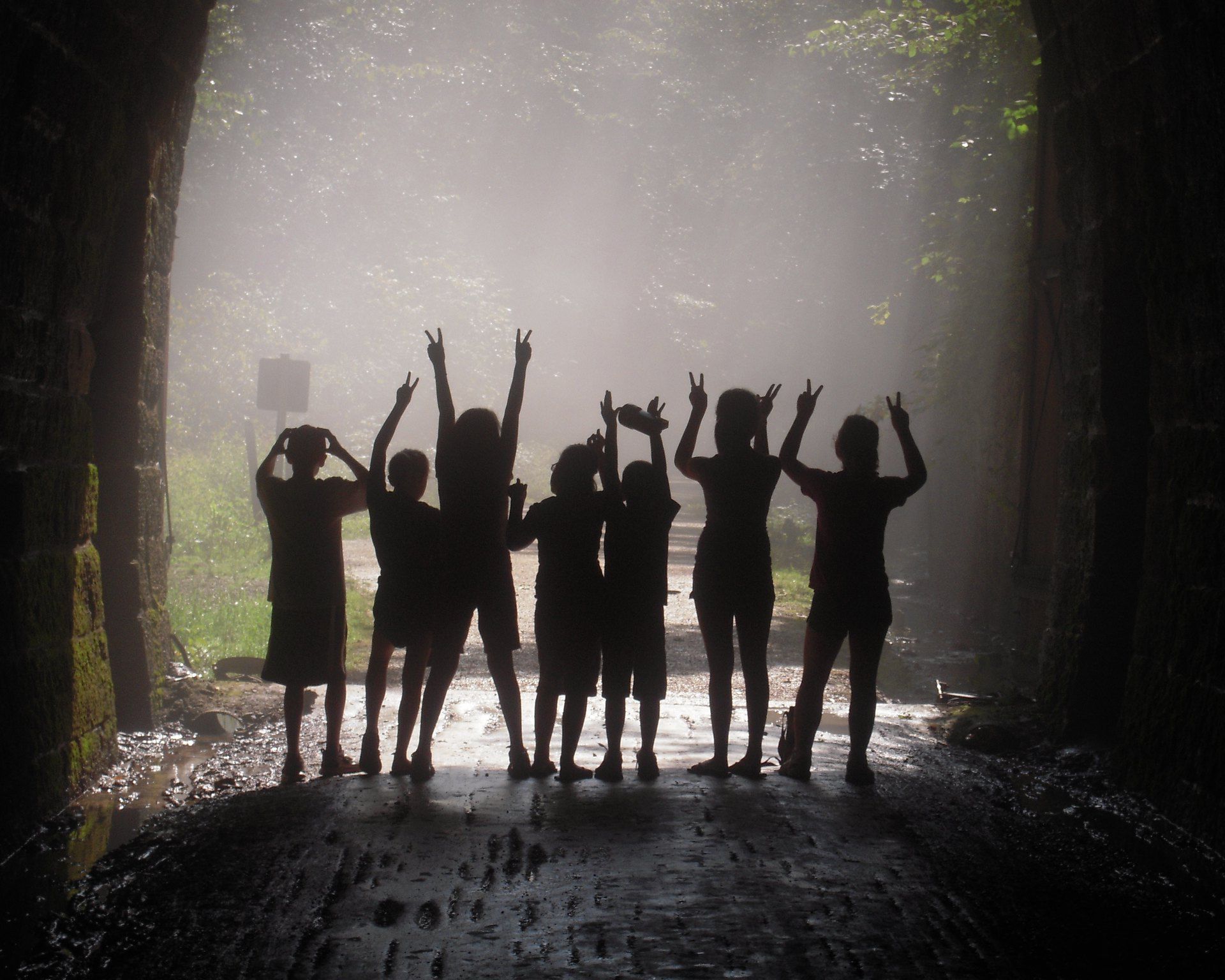 children enjoying the tunnel on the elroy-sparta state trail