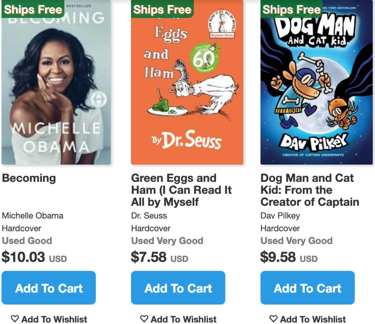 Better World Books Website three books for sale, 06/14/21