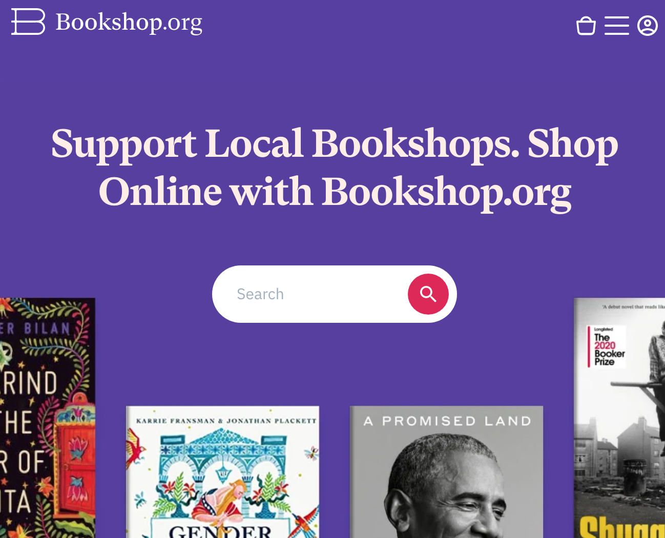 Bookshop.org Homepage, 06/14/21