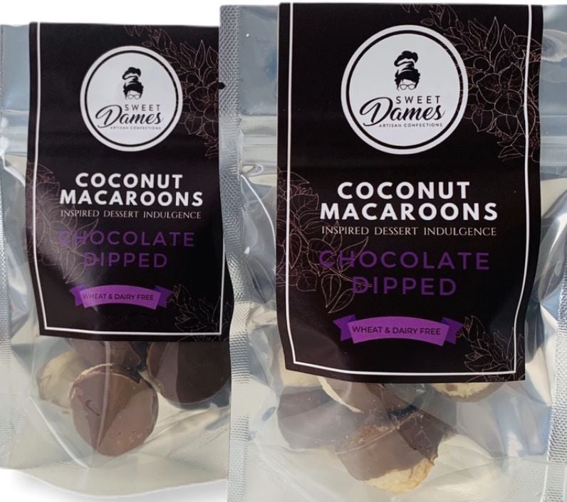 Chocolate Dipped Macaroon Bites: Sweet Dames