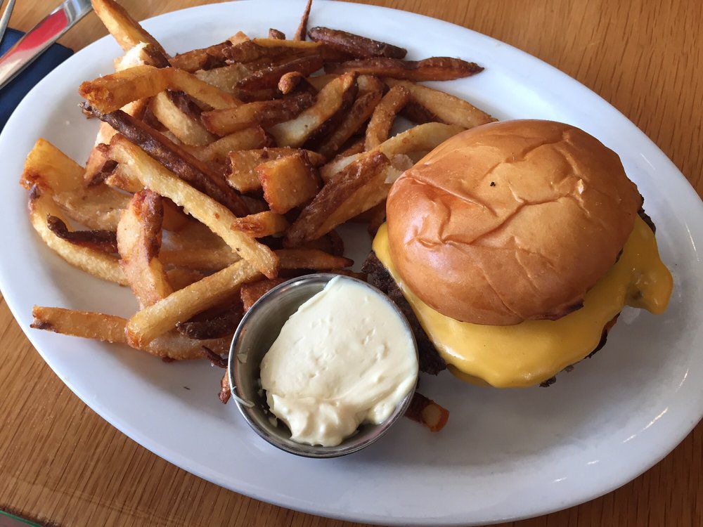Cheeseburger and fries at Graze