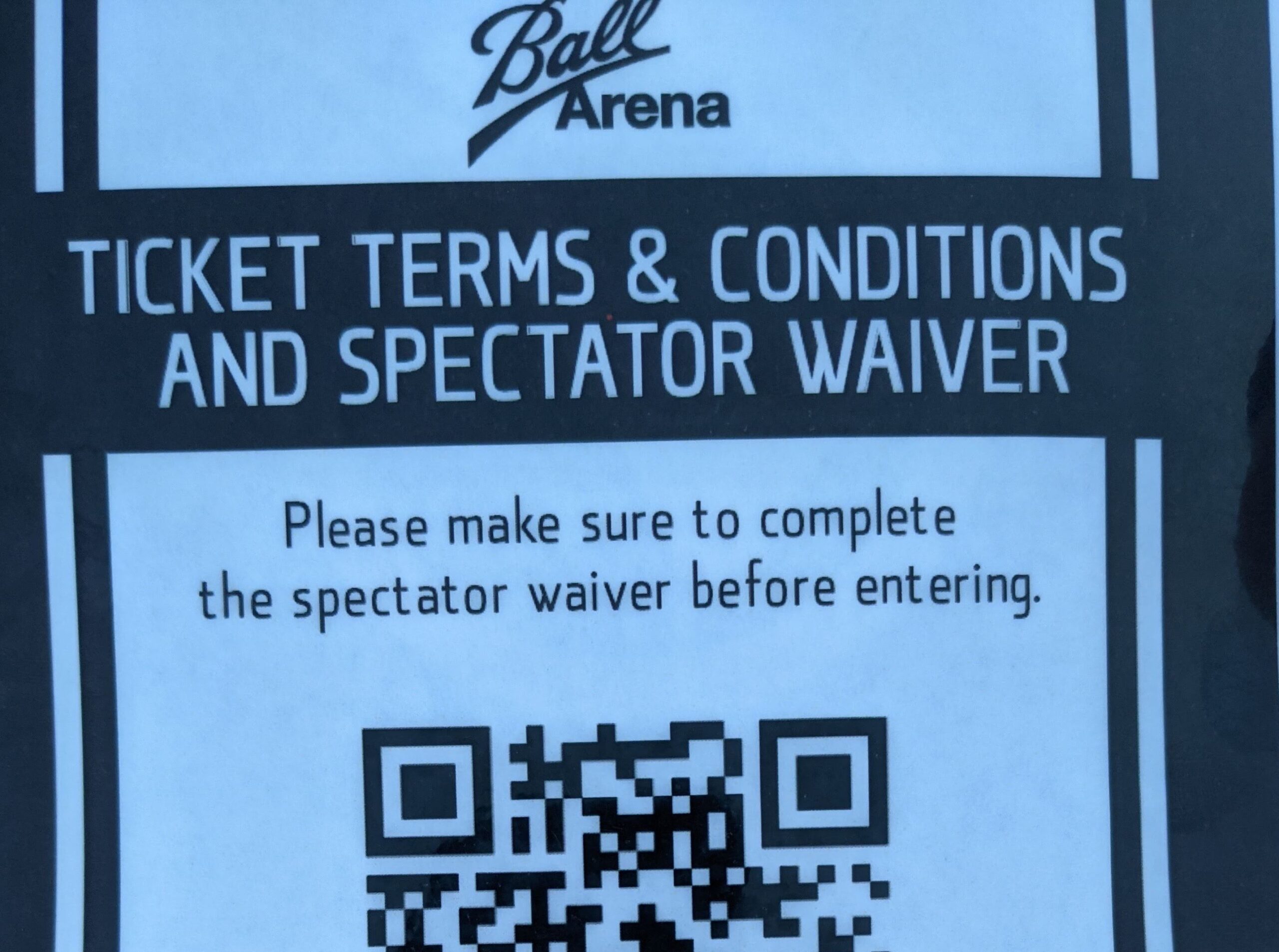 Colorado Avalanche game two- spectator waiver