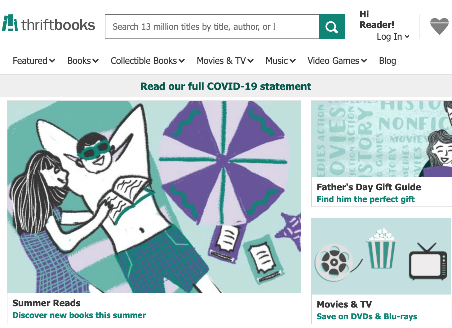 ThriftBooks.com Homepage, 06/14/21