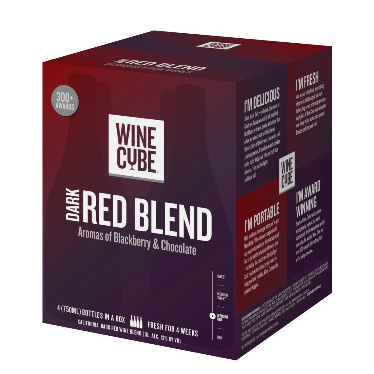 Wine Cube Dark Red Blend Red Wine, 3L Box