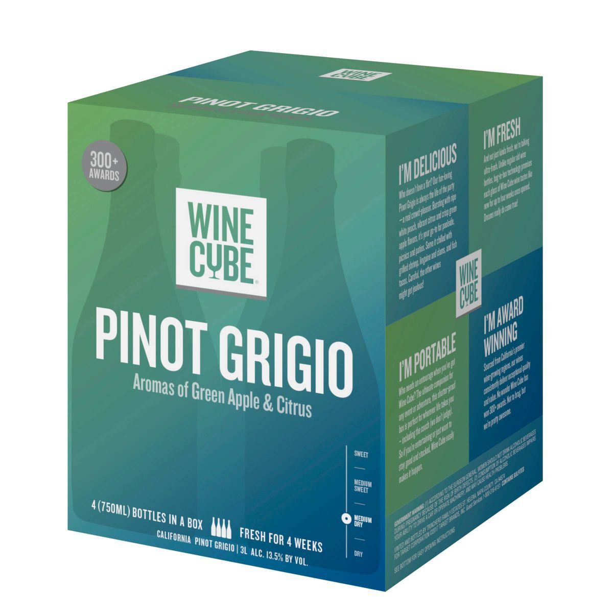 Wine Cube Pinot Grigio White Wine, 3L Box