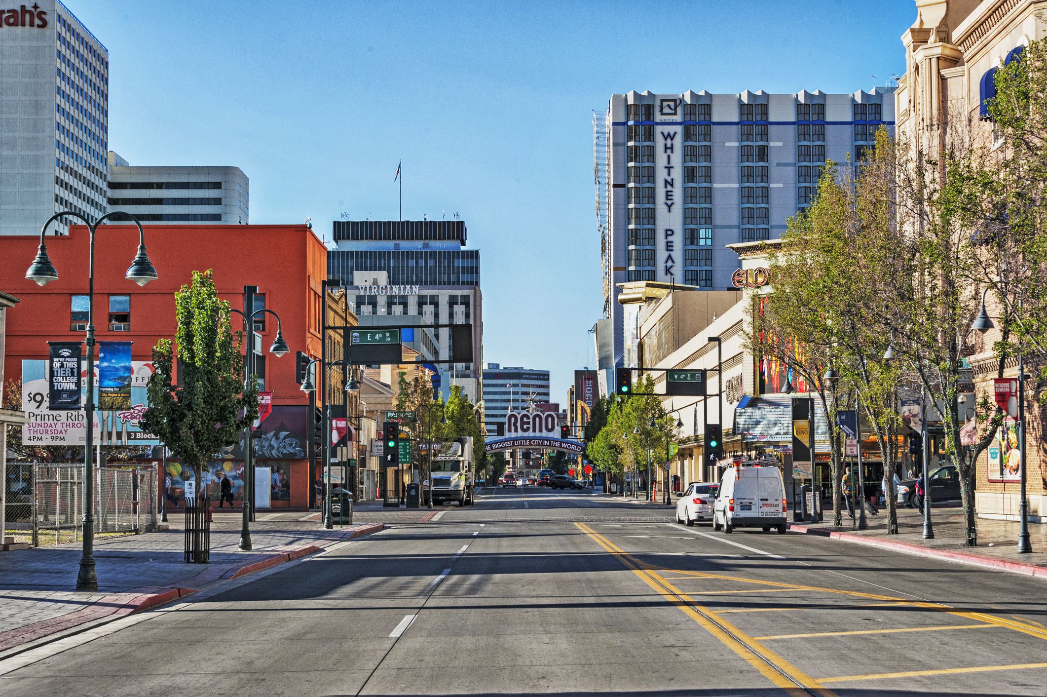 Reno, Nevada - USA: Reno Nevada One of the Entertainment Capitals of the World and very full of signs and advertisements, the world over Reno is like Las Vegas a well know travel destination and on this august day it has a feeling of excitement.
