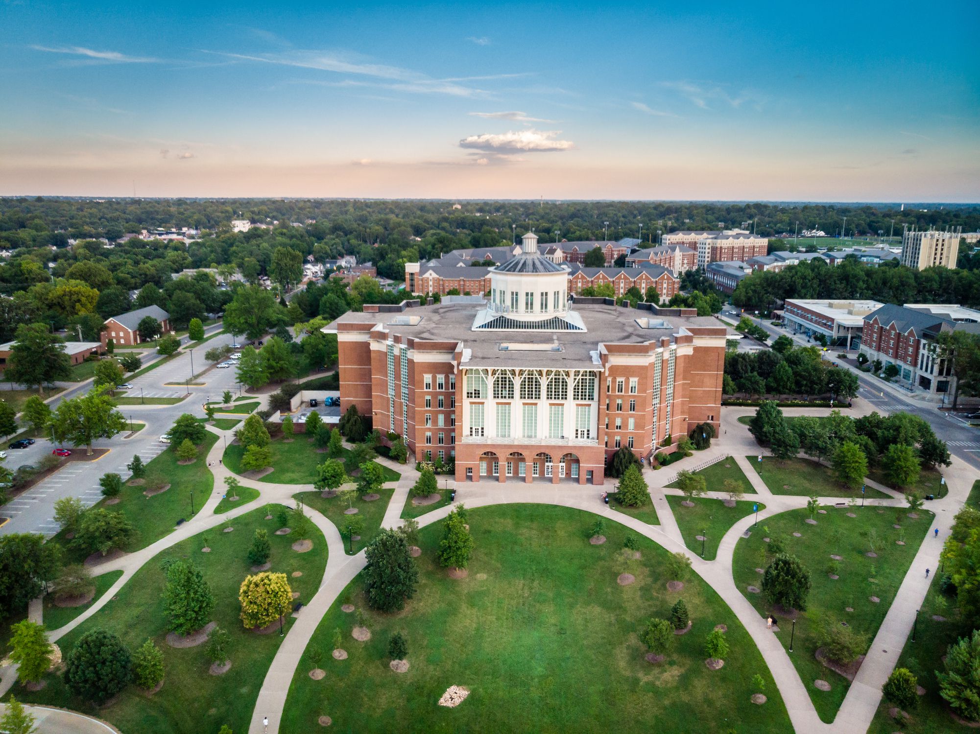 Lexington, Kentucky, August 9, 2020: Aerial view of the William T. Young Library at the University of Kentucky in Lexington, Kentucky